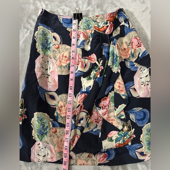 Anthropologie Rebekah Maysles silk cat print wrap skirt - Picture 5 of 10
